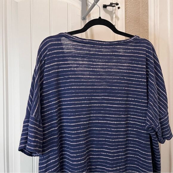 Old Navy Blue Gray Striped Scoop Keyhole Neck Short Sleeve Top Womens XXL Tall - Picture 7 of 11